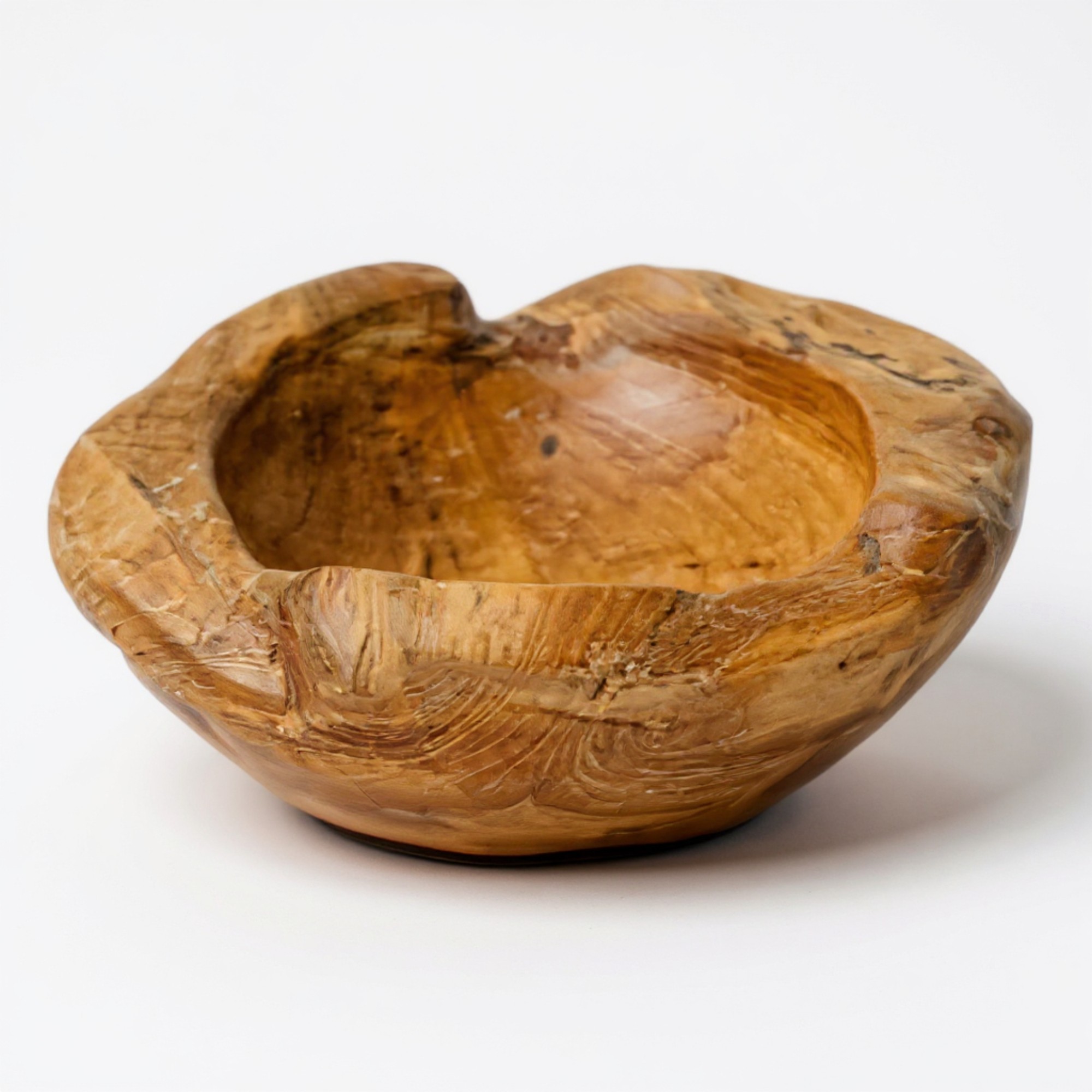 Teakholz-Schale Ø 20 cm, handgefertigte Holzschale aus Indonesien, massiv & natürlich für Flur, Schlüssel & Deko, rundes Unikat aus echtem Teakholz