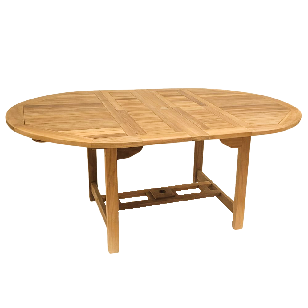 Teak Ausziehtisch – Serie Stuttgart – oval 130–180 x 120 cm Teak Ausziehtisch – Serie Stuttgart – oval 130–180 x 120 cm