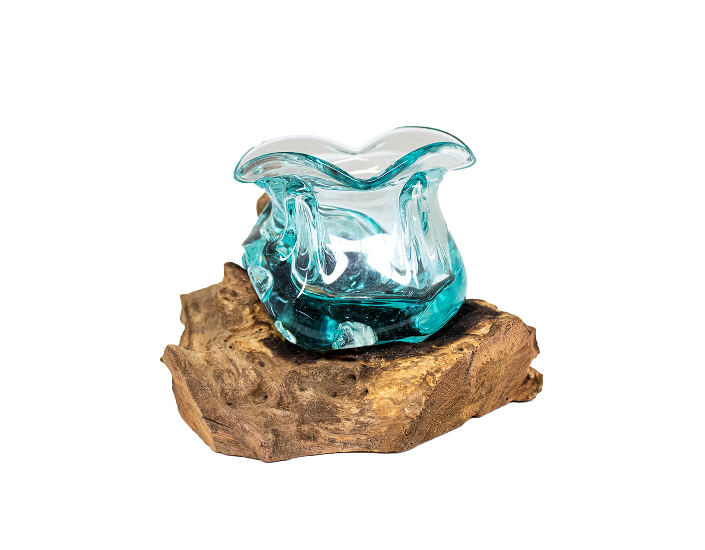 "Candy" Mundgeblasenes Glas auf Wurzelholz  Ø 10-13 cm, Höhe ca. 12-14 cm "Candy" Mundgeblasenes Glas auf Wurzelholz  Ø 10-13 cm, Höhe ca. 12-14 cm