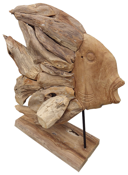 Fisch-Holzskulptur aus Teak Fisch-Holzskulptur aus Teak